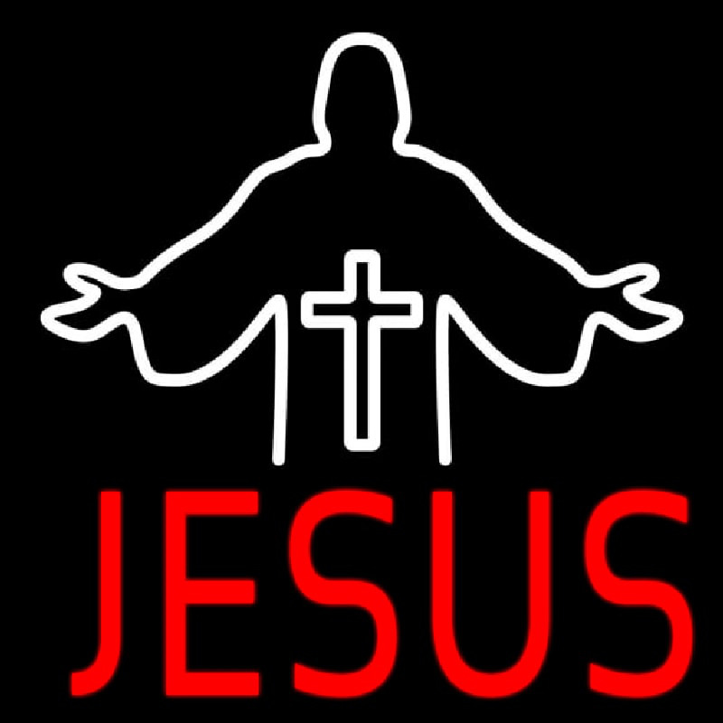 Red Jesus Christian Cross Enseigne Néon