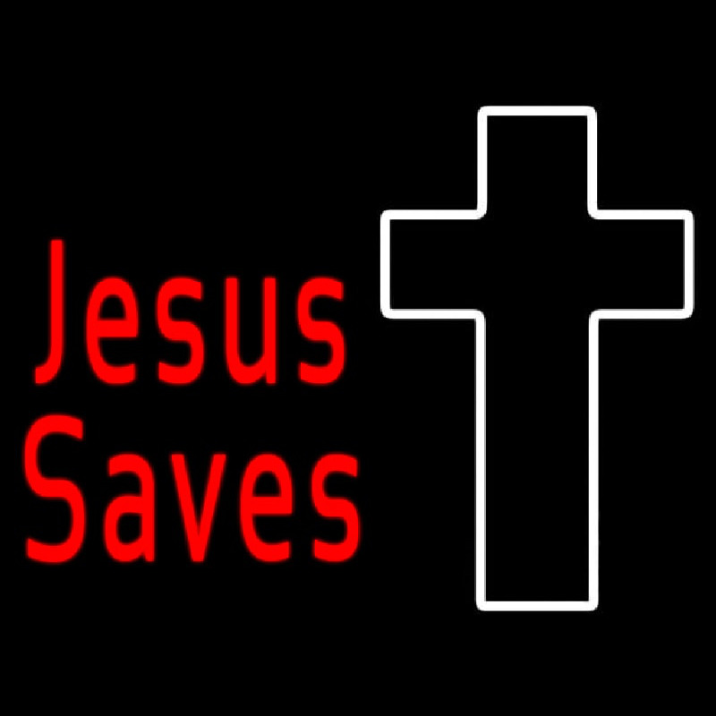 Red Jesus Saves With Cross Enseigne Néon