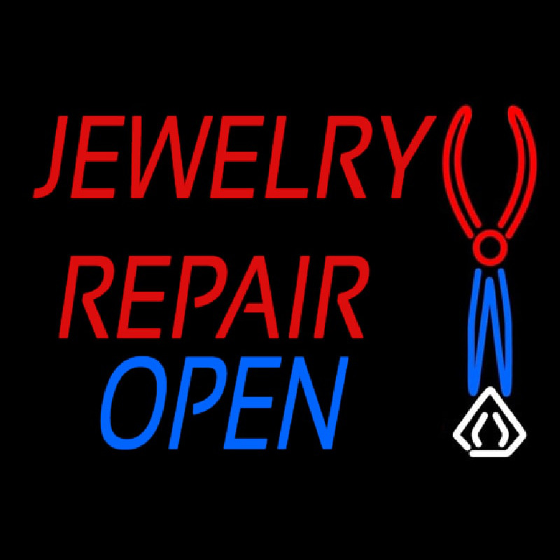 Red Jewelry Repair Blue Open Block Enseigne Néon