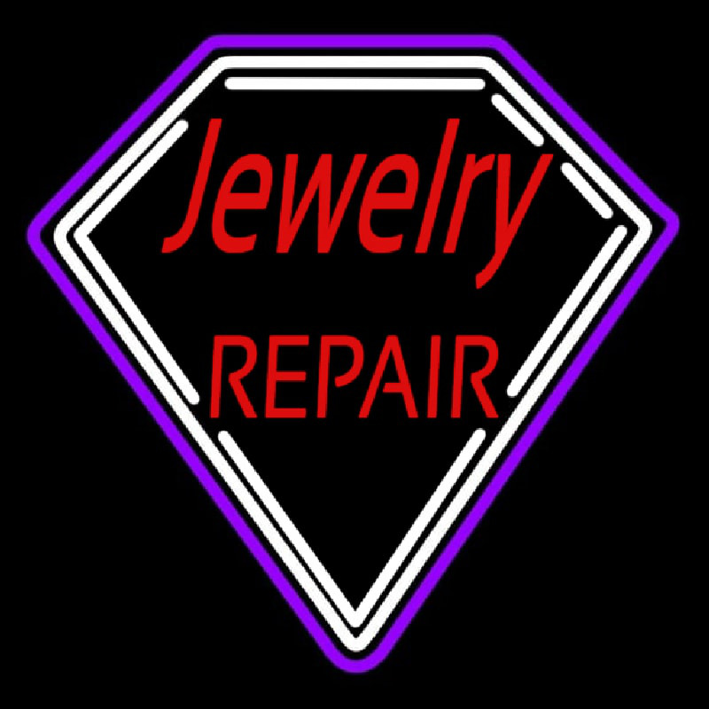 Red Jewelry Repair Diamond Border Enseigne Néon