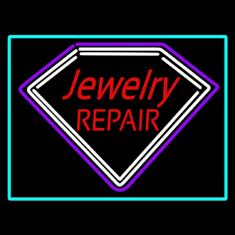 Red Jewelry Repair Turquoise Border Enseigne Néon