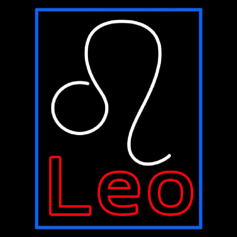 Red Leo Zodiac Blue Border Enseigne Néon