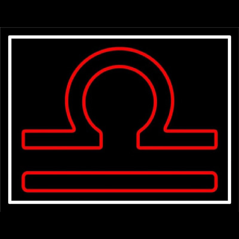 Red Libra White Border Enseigne Néon