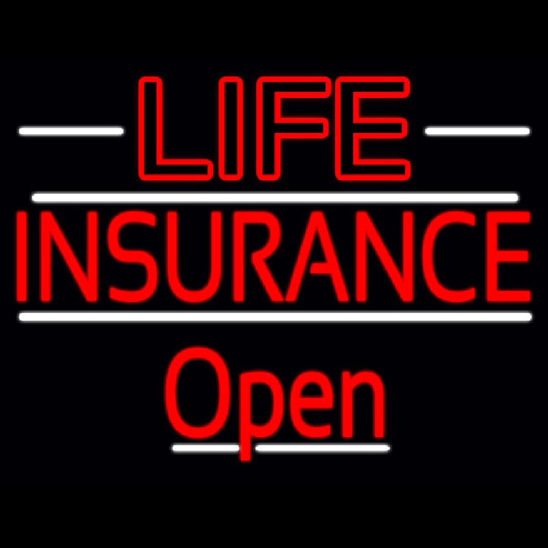 Red Life Insurance Open Enseigne Néon