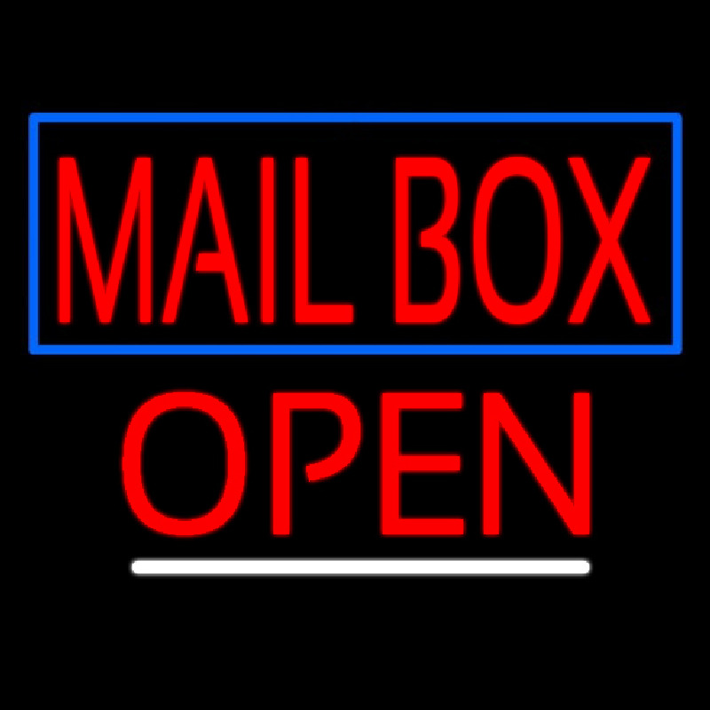 Red Mailbo  Blue Border Open Enseigne Néon
