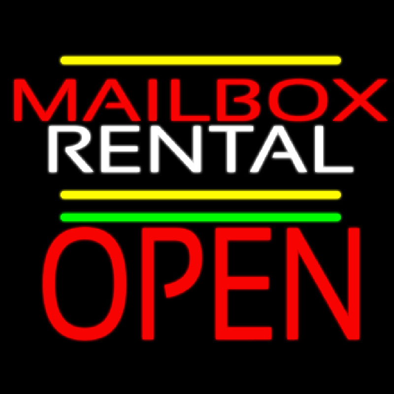 Red Mailbo  Blue Rental Open 1 Enseigne Néon