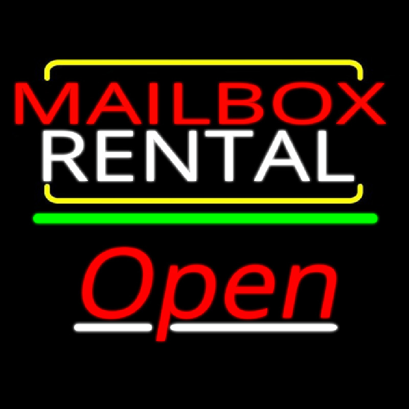 Red Mailbo  Blue Rental Open 3 Enseigne Néon