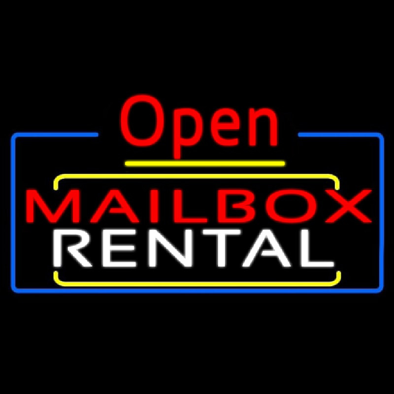 Red Mailbo  Blue Rental Open 4 Enseigne Néon