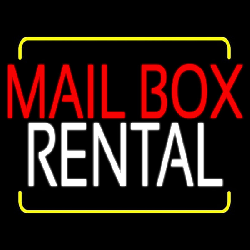 Red Mailbo  Blue Rental With Yellow Border Enseigne Néon