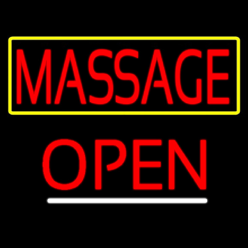Red Massage With Yellow Border Open Enseigne Néon