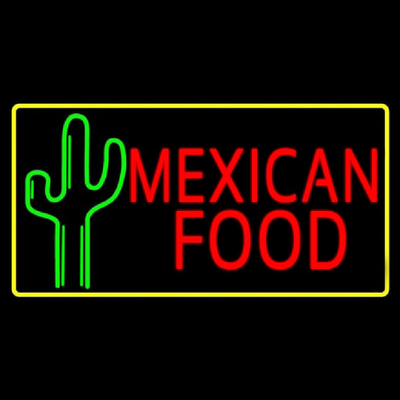 Red Me ican Food With Cactus Logo Enseigne Néon