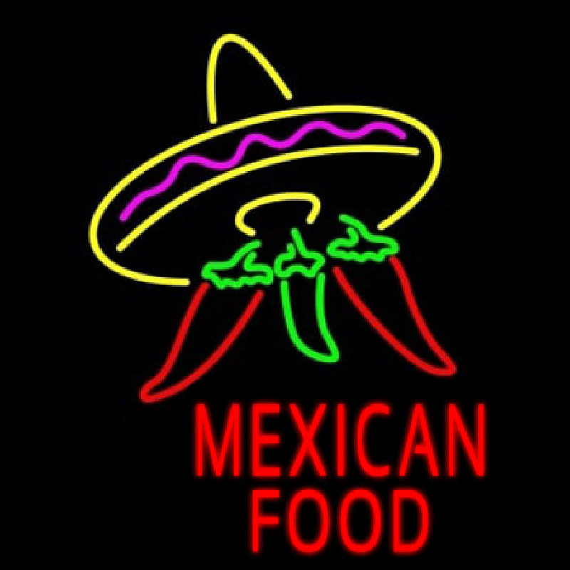 Red Mexican Food Logo Enseigne Néon