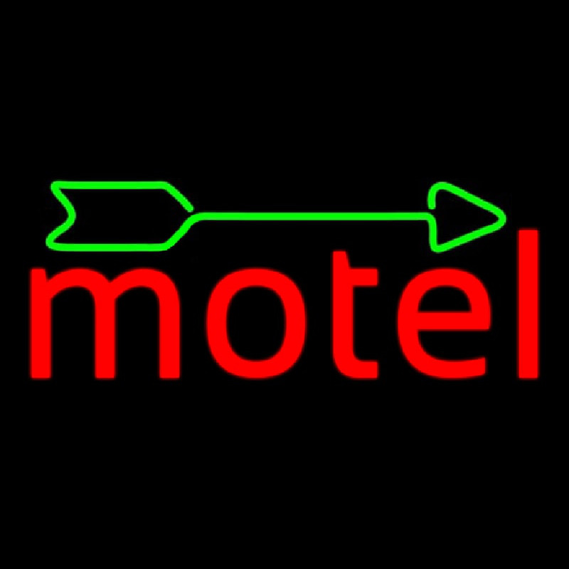 Red Motel With Green Arrow Enseigne Néon