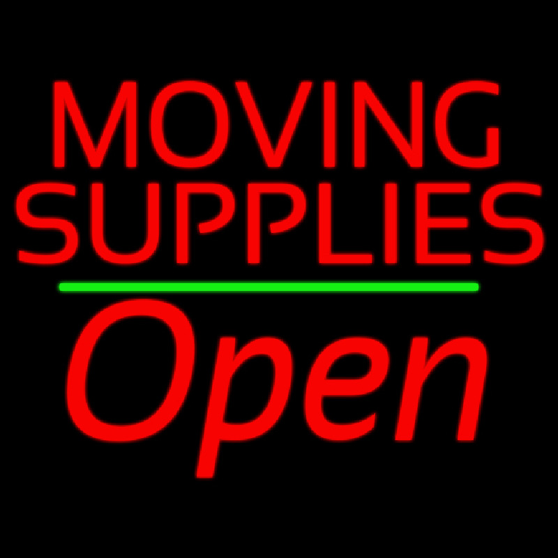 Red Moving Supplies Open Green Line 1 Enseigne Néon