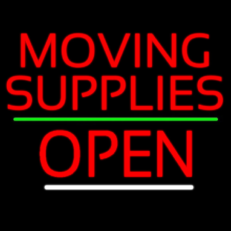 Red Moving Supplies Open Green Line 3 Enseigne Néon