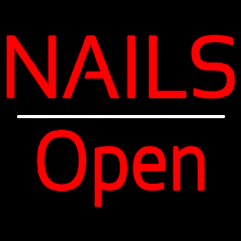 Red Nails Open White Line Enseigne Néon