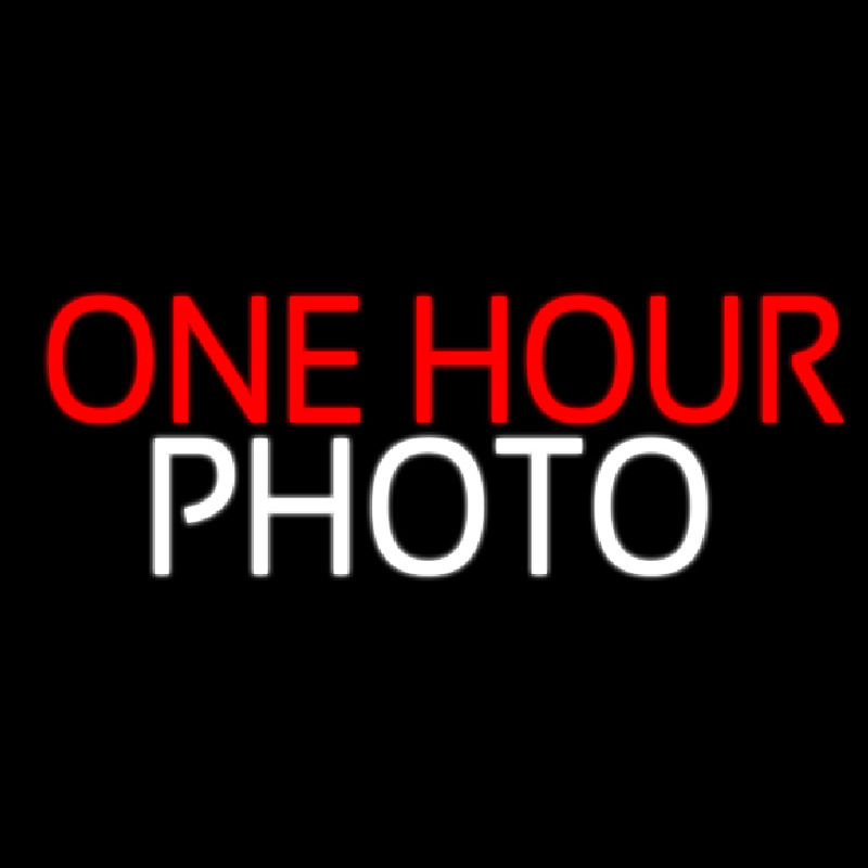 Red One Hour Photo Block Enseigne Néon