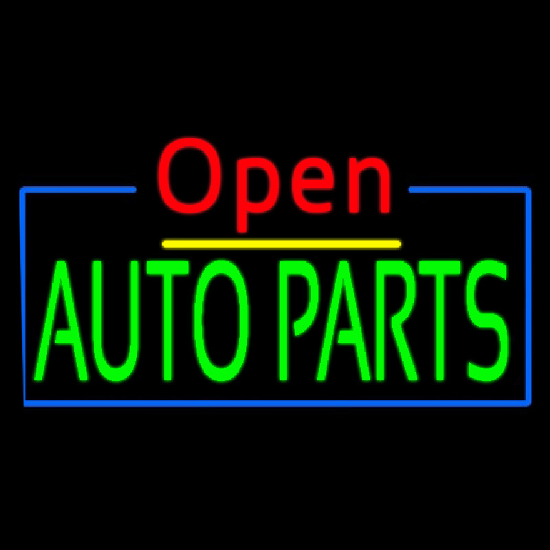Red Open Green Auto Parts Enseigne Néon