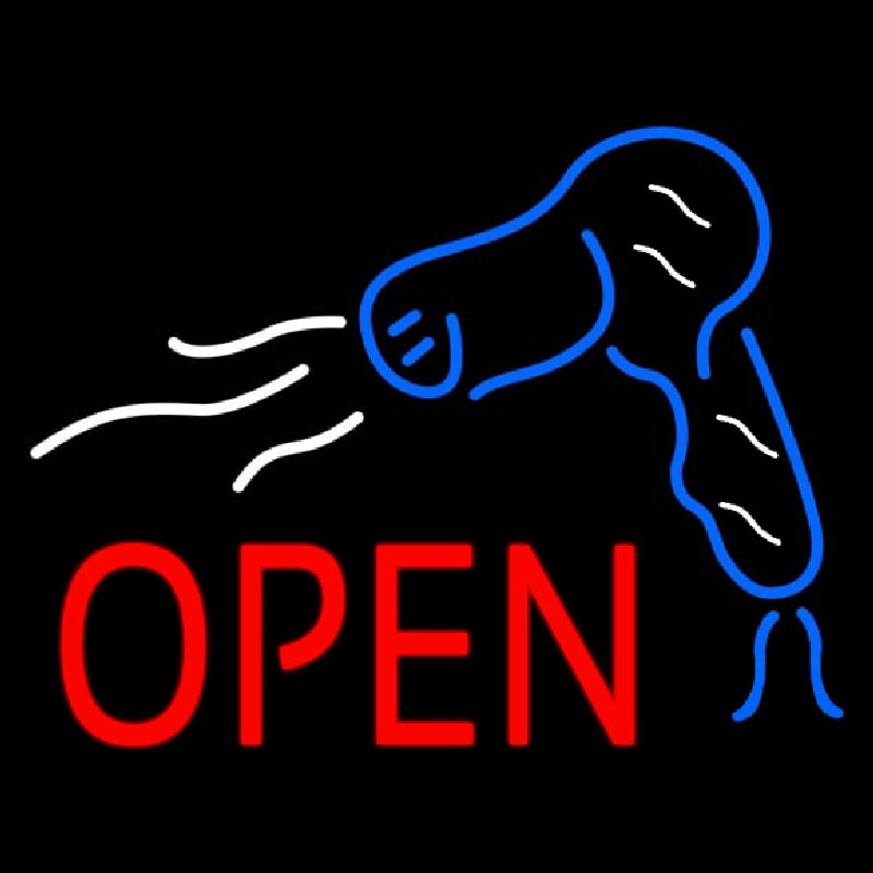 Red Open Hair Dryer Logo Enseigne Néon