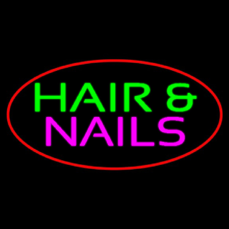 Red Oval Hair And Nails Enseigne Néon