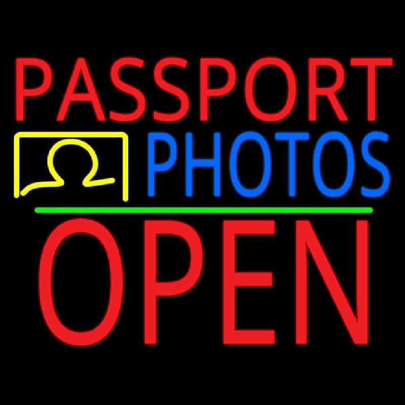 Red Passport Blue Photos With Open 1 Enseigne Néon