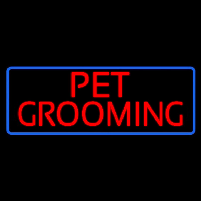 Red Pet Grooming Blue Border Enseigne Néon