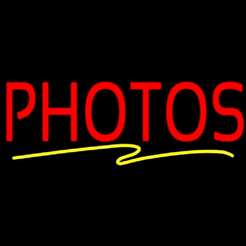 Red Photos Block With Yellow Swish Border Enseigne Néon