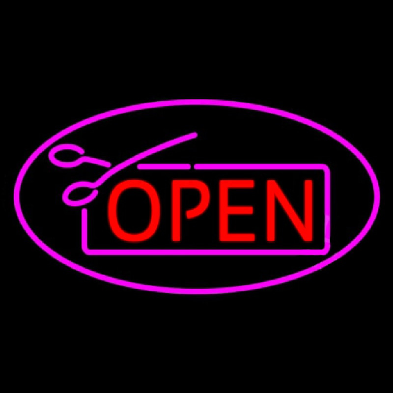 Red Pink Open With Scissor Enseigne Néon