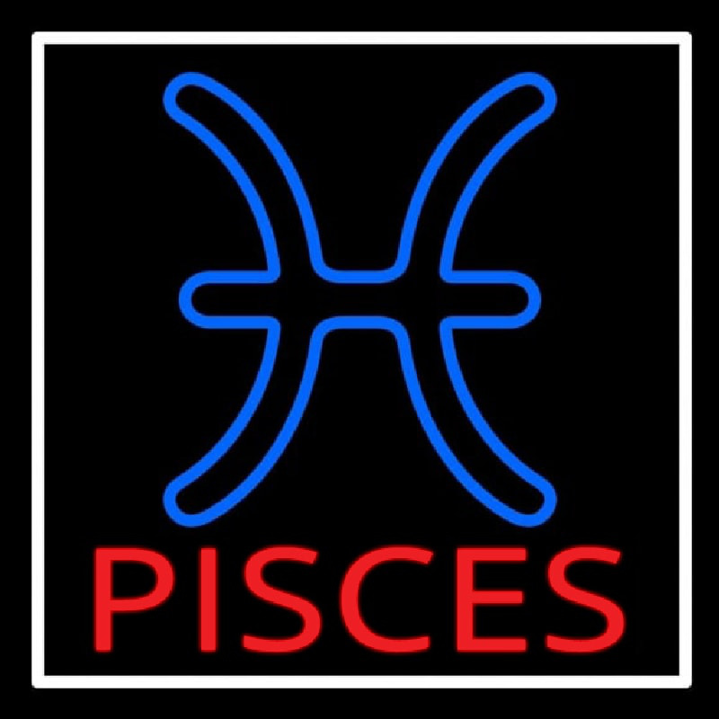 Red Pisces White Border Enseigne Néon
