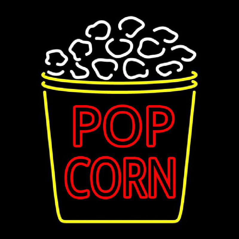 Red Pop Corn Logo Enseigne Néon