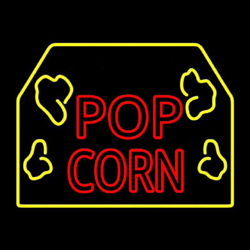 Red Popcorn Logo With Border Enseigne Néon