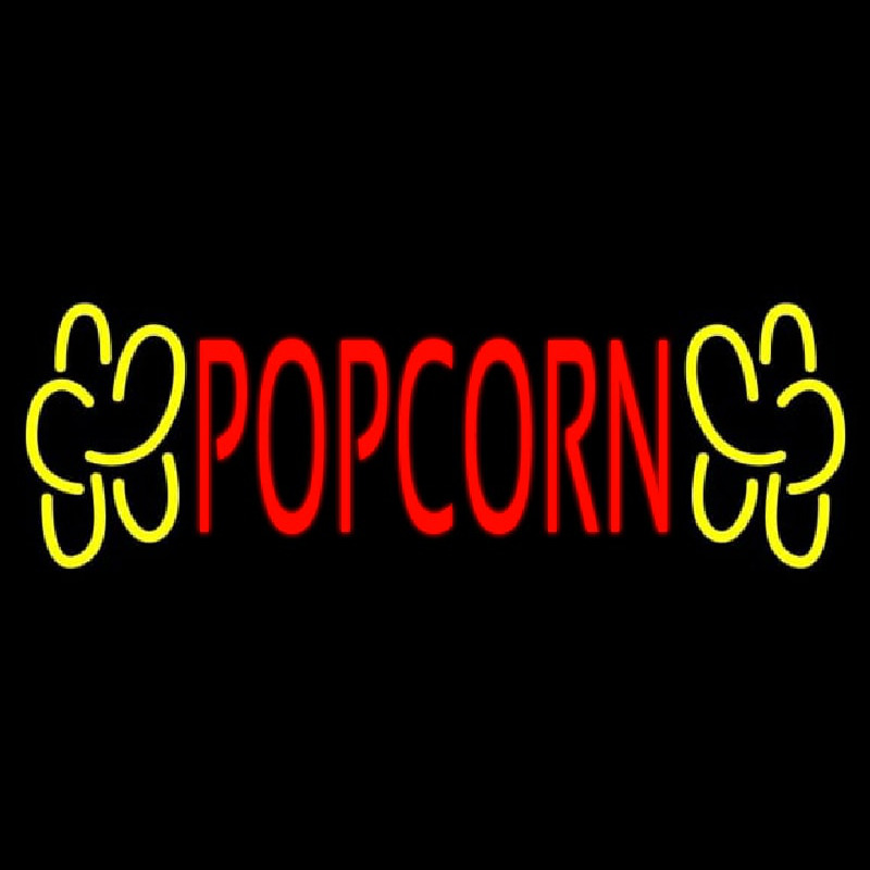 Red Popcorn Yellow Logo Enseigne Néon
