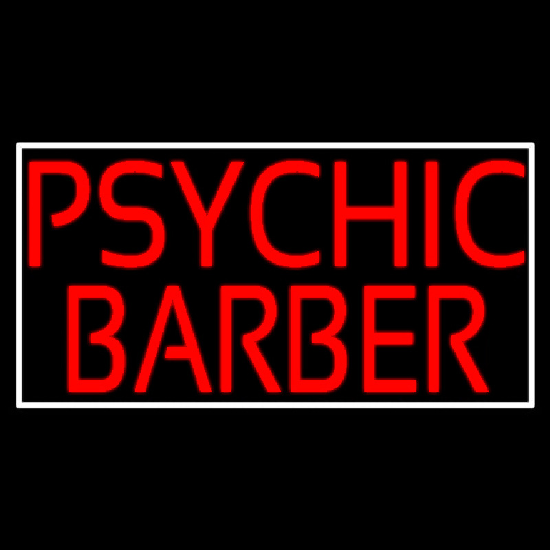 Red Psychic Barber With Border Enseigne Néon