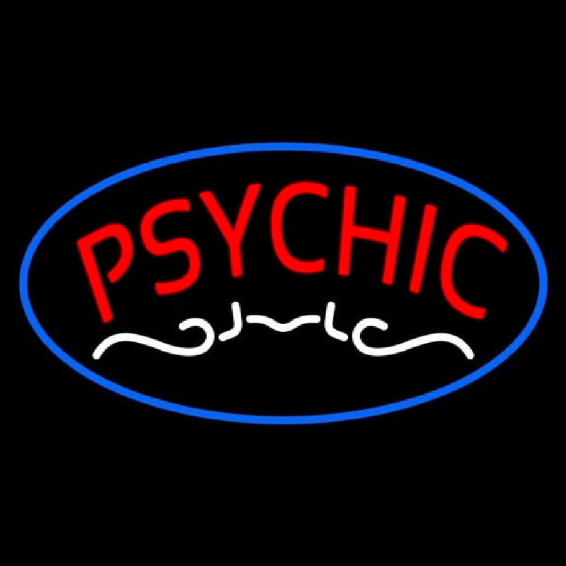 Red Psychic Blue Border Enseigne Néon