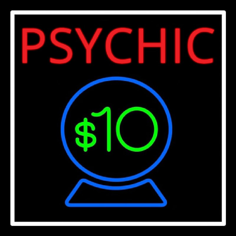 Red Psychic Blue Crystal Globe And White Border Enseigne Néon