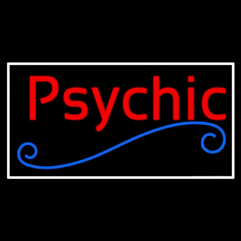 Red Psychic Blue Line White Border Enseigne Néon