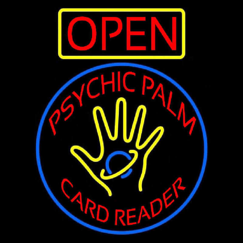 Red Psychic Palm Card Reader Open Enseigne Néon