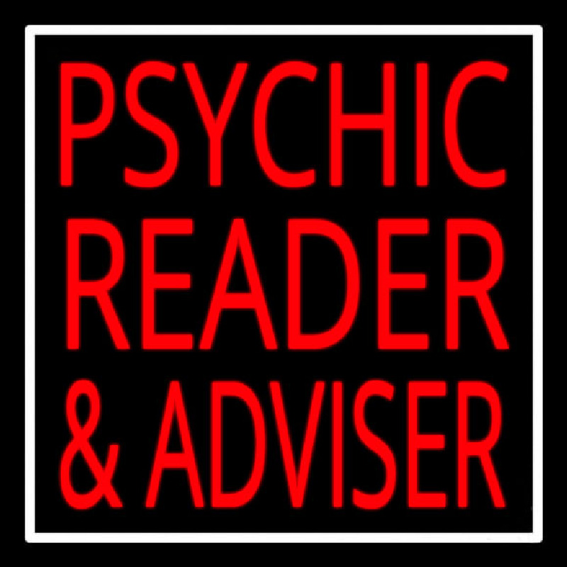 Red Psychic Reader And Advisor With Border Enseigne Néon