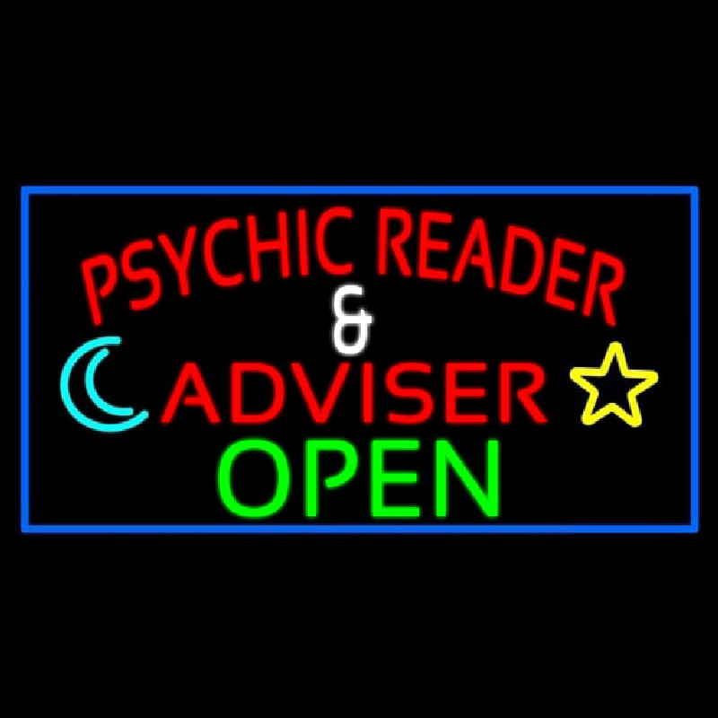 Red Psychic Reader And Advisor With Open Enseigne Néon