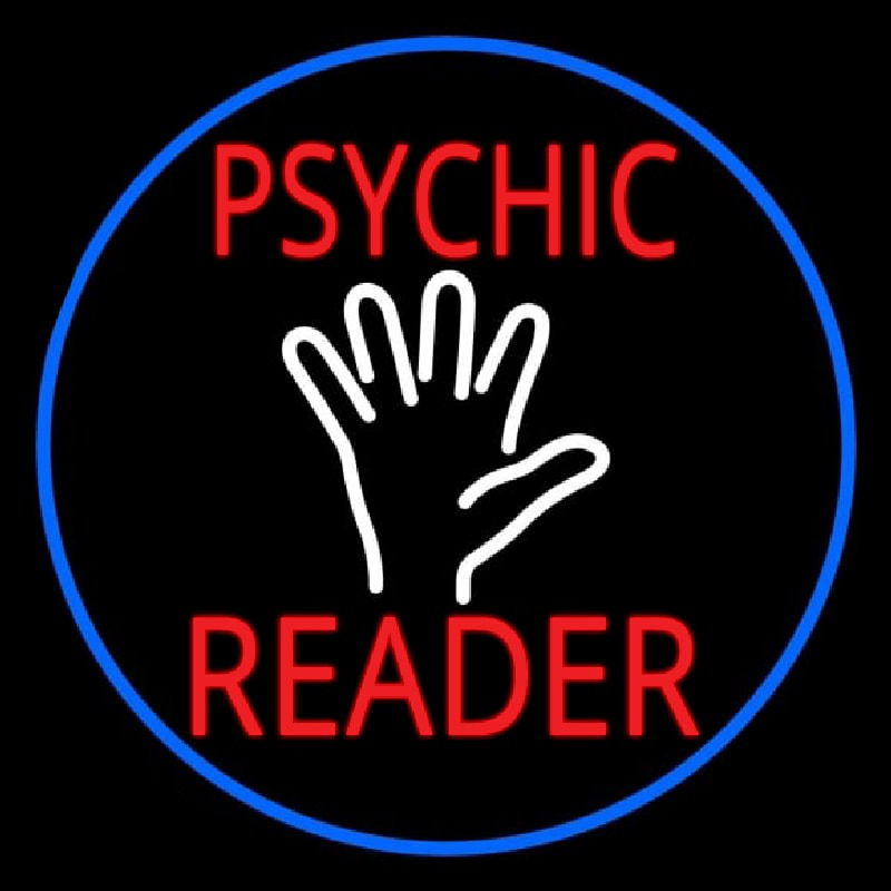 Red Psychic Reader White Palm And Blue Border Enseigne Néon