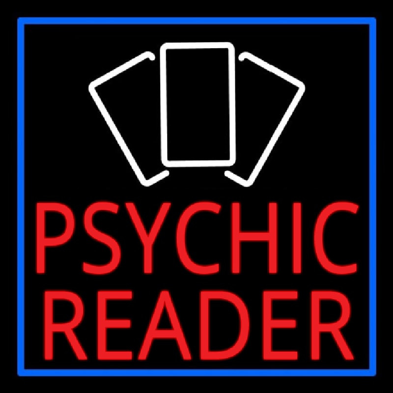 Red Psychic Reader With Cards Enseigne Néon