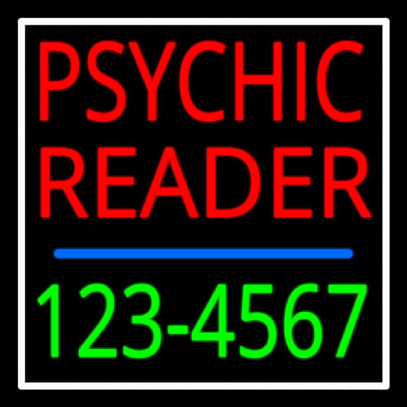Red Psychic Reader With Green Phone Number Enseigne Néon