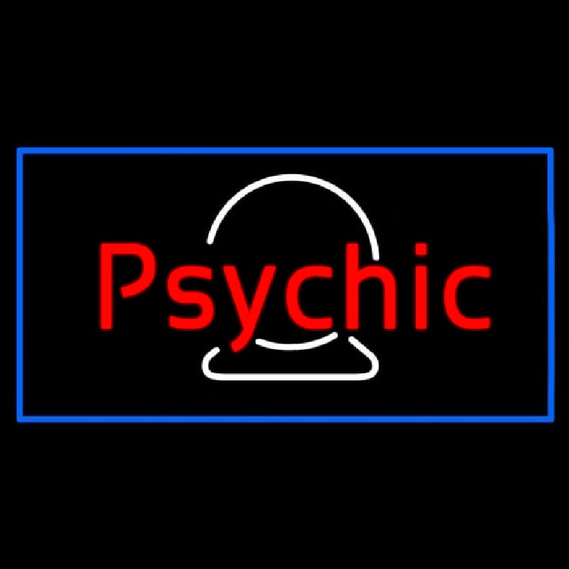 Red Psychic White Crystal Blue Border Enseigne Néon