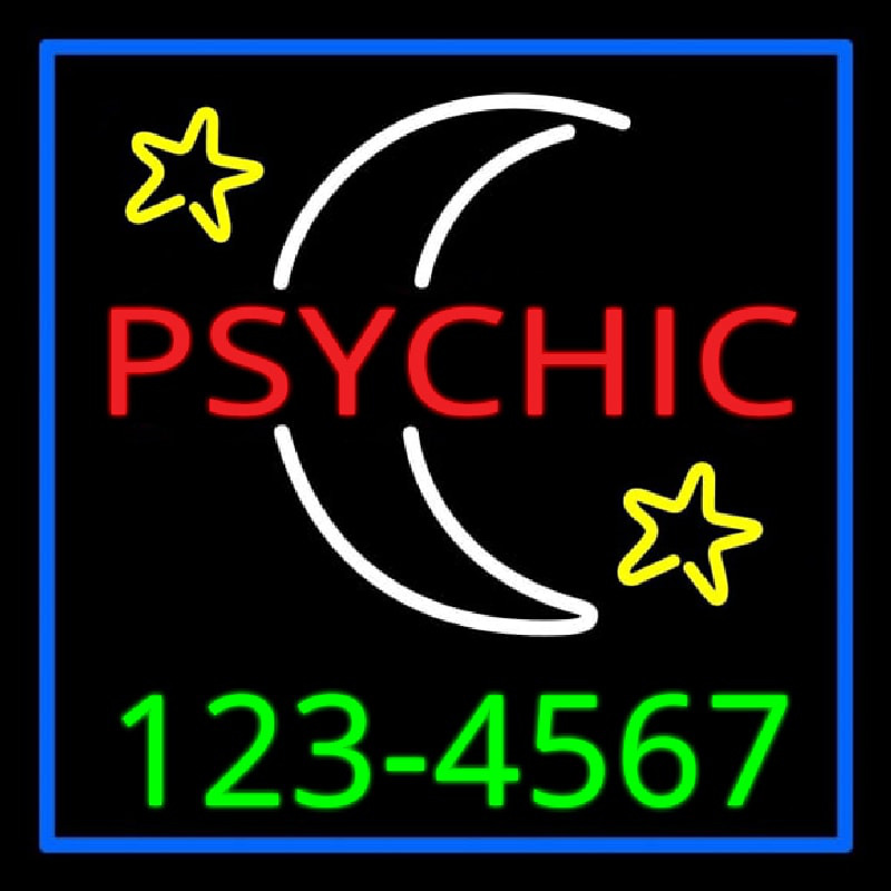 Red Psychic White Logo Green Phone Number Enseigne Néon