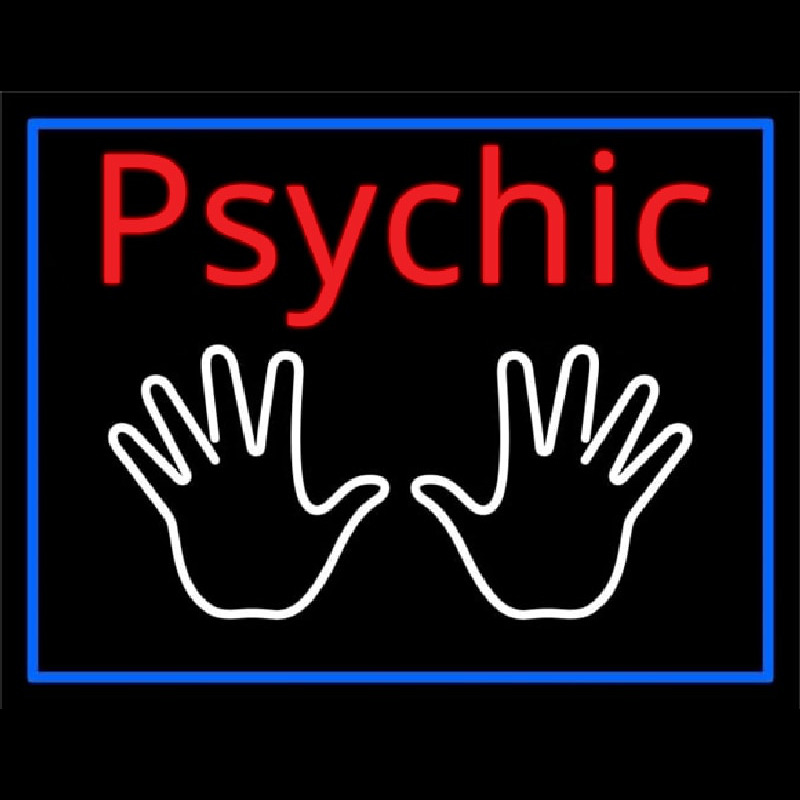 Red Psychic White Palms And Blue Border Enseigne Néon