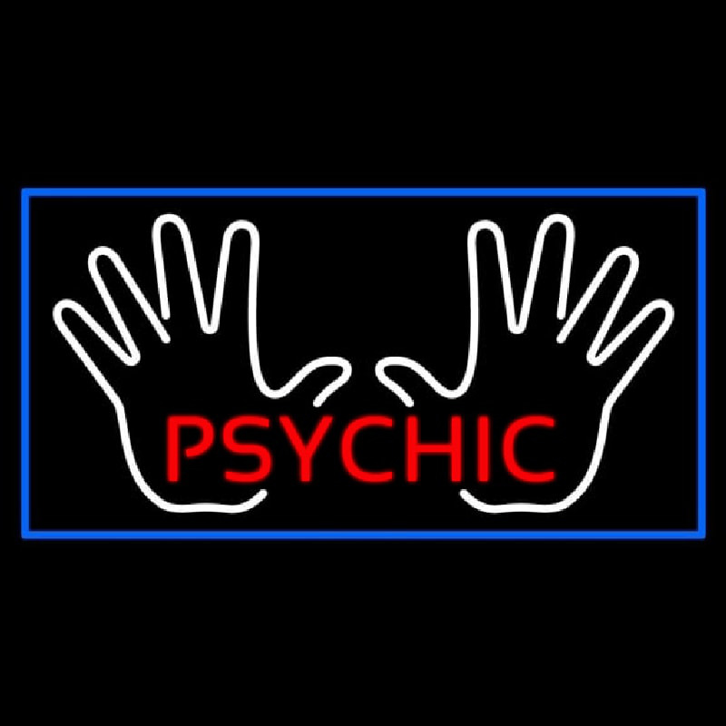 Red Psychic White Palms And Blue Border Enseigne Néon