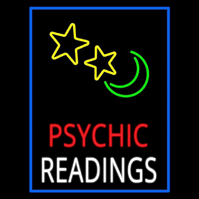 Red Psychic White Readings Blue Border Enseigne Néon