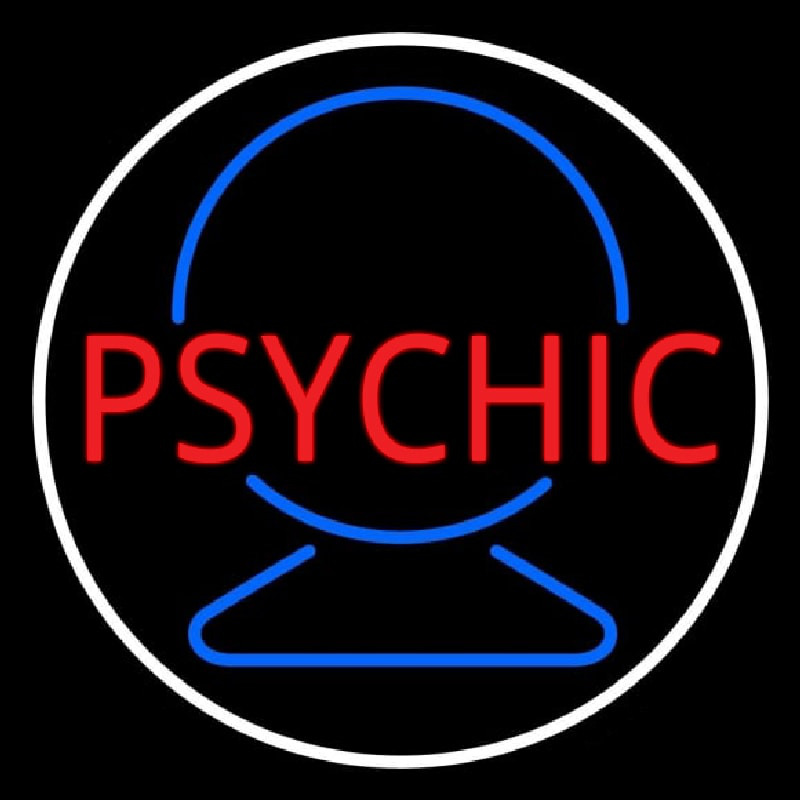 Red Psychic With Crystal White Border Enseigne Néon