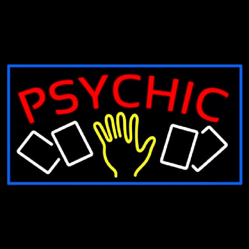 Red Psychic With Logo And Blue Border Enseigne Néon