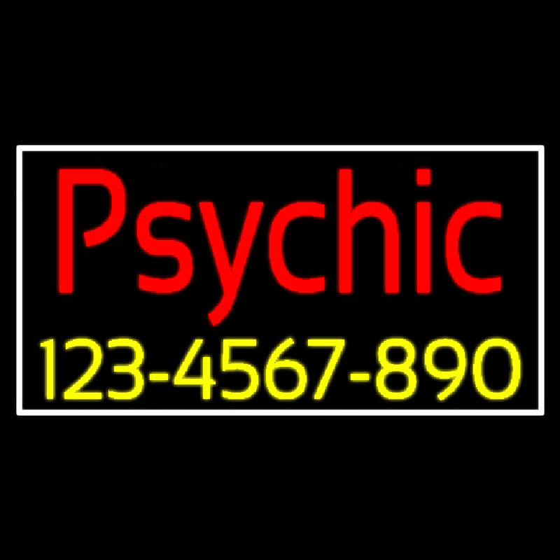 Red Psychic With Yellow Phone Number Enseigne Néon